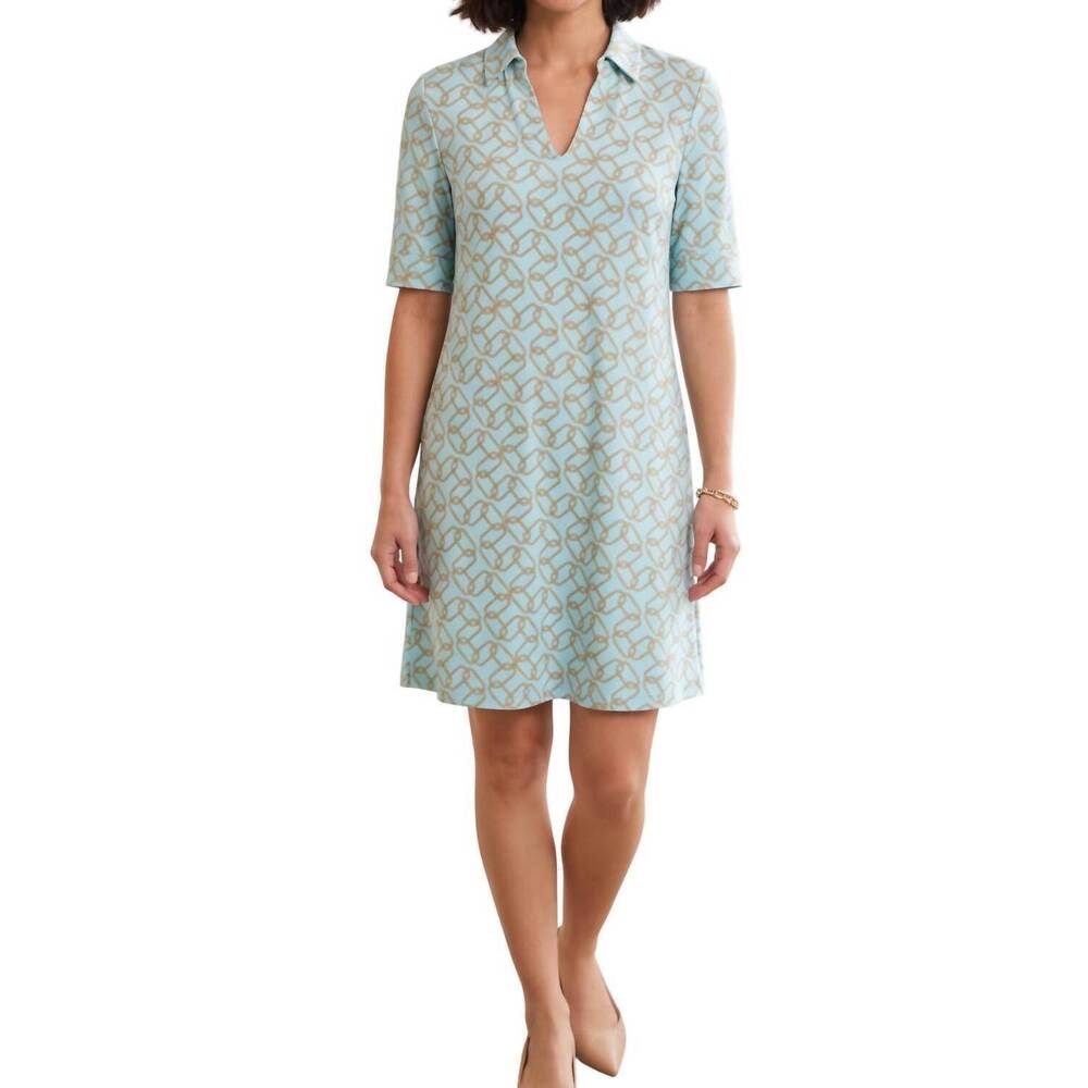 NEW BOHO CHIC women's short sleeve shirt dress in lt turq chai